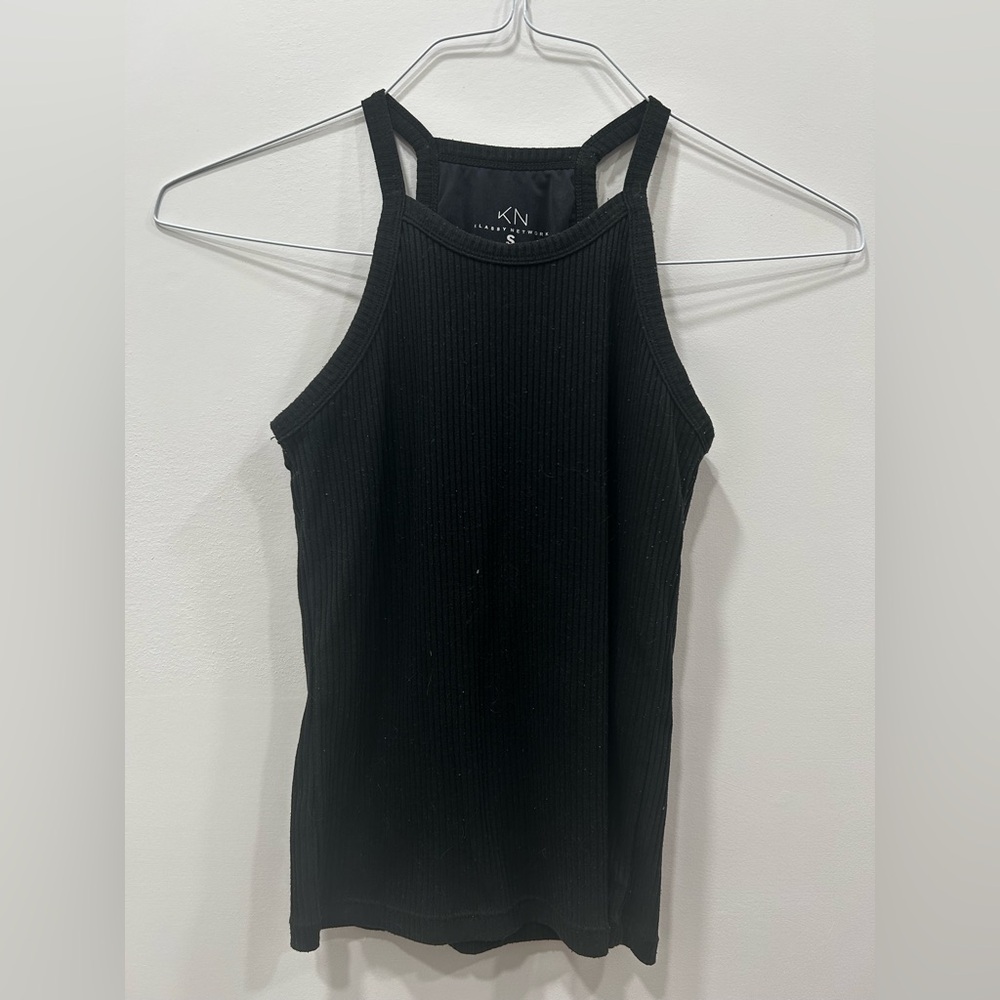Klassy Network Black Ribbed Tank Top